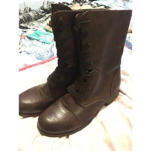 Brown combat boots